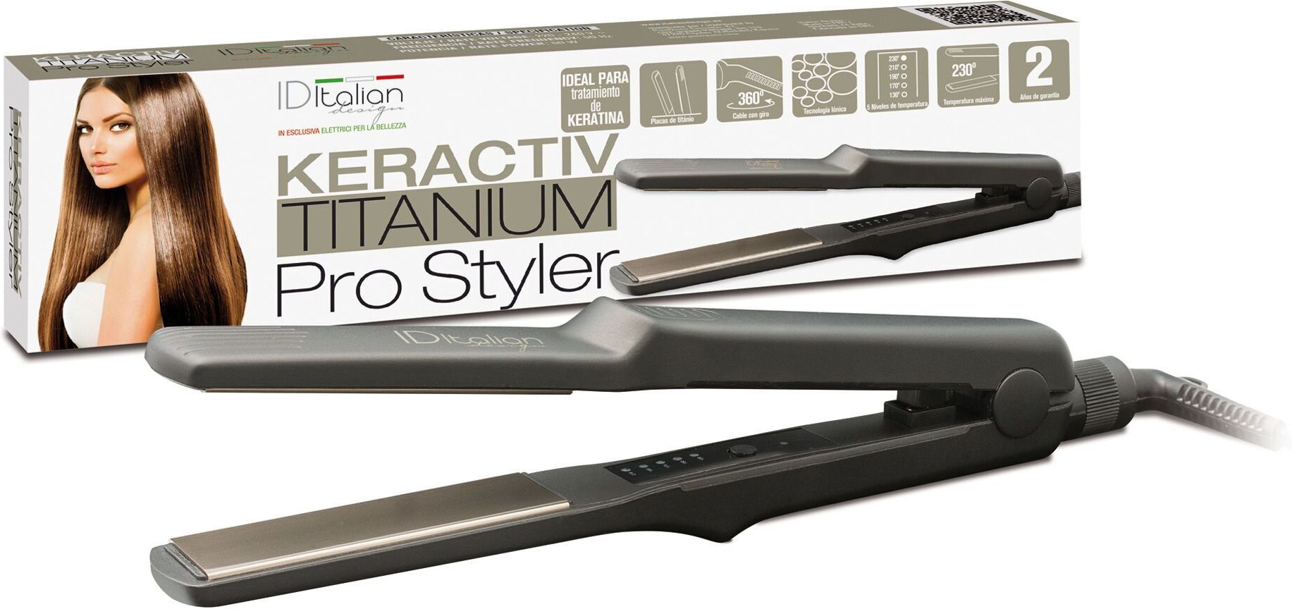 Italian Design Keractiv Titanium Pro Styler Lisseur   noir - Refurbished
