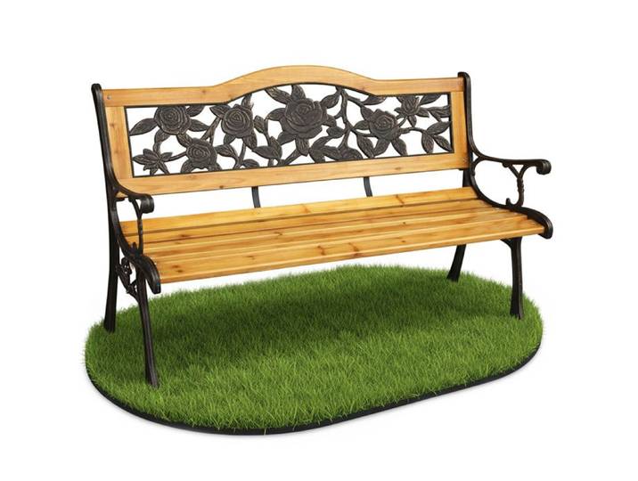 Banc de Jardin Noir ROSA avec Bois laqué et Pieds en Acier Largeur 127 cm