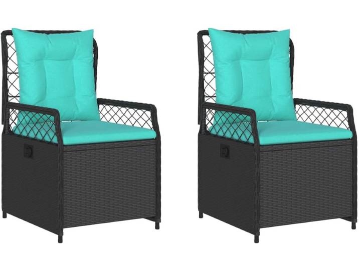 vidaXL - Liggende - tuinstoelen - 2 - stuks - zwart - polyrotan