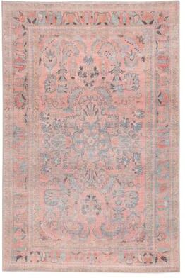 Machine Washable Gracewood Hollow Cumper Pink/ Light Blue Medallion Area Rug