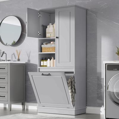 toswini MDF tall storage cabinet minimalist adjustable shelves flip out basket