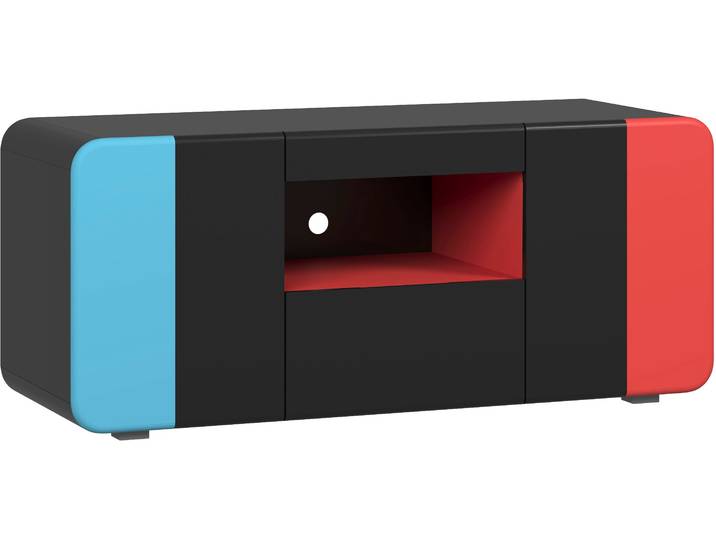 Lowboard HOME AFFAIRE NextLevel speziell geeignet für Spielekonsolen , bunt (schwarz, rot, blau lack), B:115cm H:49cm T:42cm, Holzwerkstoff, Sideboards, Lowboard, Gaming-Lowboard wahlweise mit Beleuchtung - (B/T/H) 115/42/49 cm