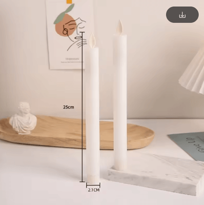 Inspire Picks LED Taper Candles With Dancing Moving Wick Battery Operated Wax Candlesticks With Remote Control (H25) white Smooth