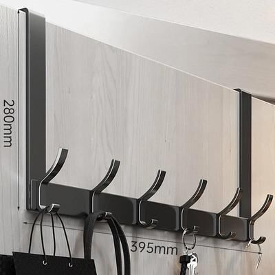 Uplifted Finds Hooks Over The Door Home Organizer Rack black 6 Hooks