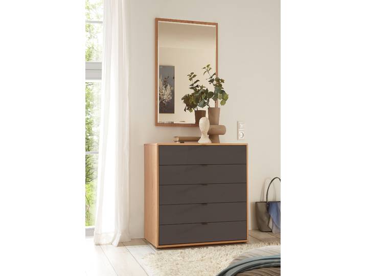 Kommode mit 5 Schubladen 80cm Braun/Mokka Erle