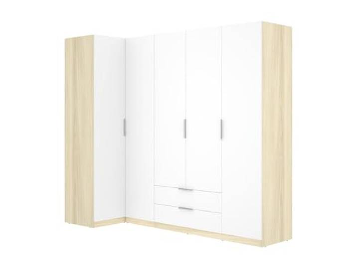 Vente-unique - Kleiderschrank Kalony Holz Naturfarben Hell, Weiß 234 cmx95 Stauraum inklusive Modern Stil Naturfarben hell, Weiß Holz, Platte