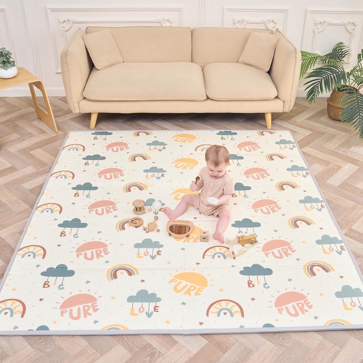 Famanu XXL opvouwbare foam speelmat voor kinderen en baby's