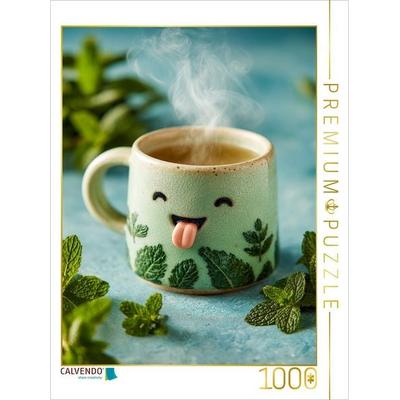 CALVENDO Puzzle Frecher Pfefferminztee streckt die Zunge raus - Lustiges Kräuter-Motiv | 1000 Teile Lege-Größe 64x48cm Foto-Puzzle für glückliche Stun