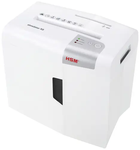 HSM shredstar X8 Aktenvernichter 8 Blatt Partikelschnitt 4.5 x 30mm P-4 18l Vernichtet auch Büroklammern, CDs, DVDs, Heftklammern