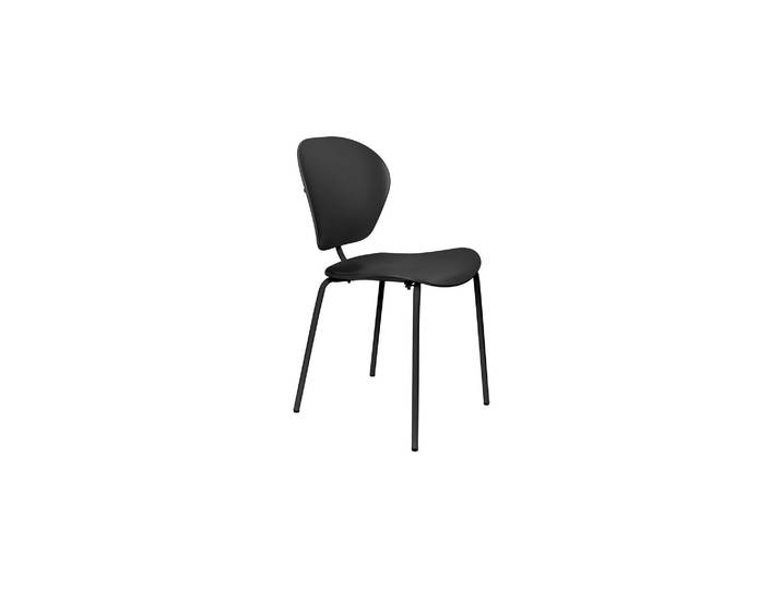 Chaise en plastique recyclé noir, structure métal recyclable - Zu
