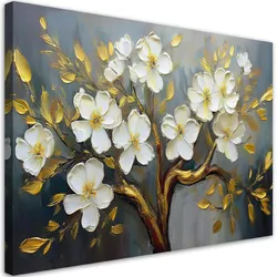 WANDBILD weiße blumen pflanzen baum