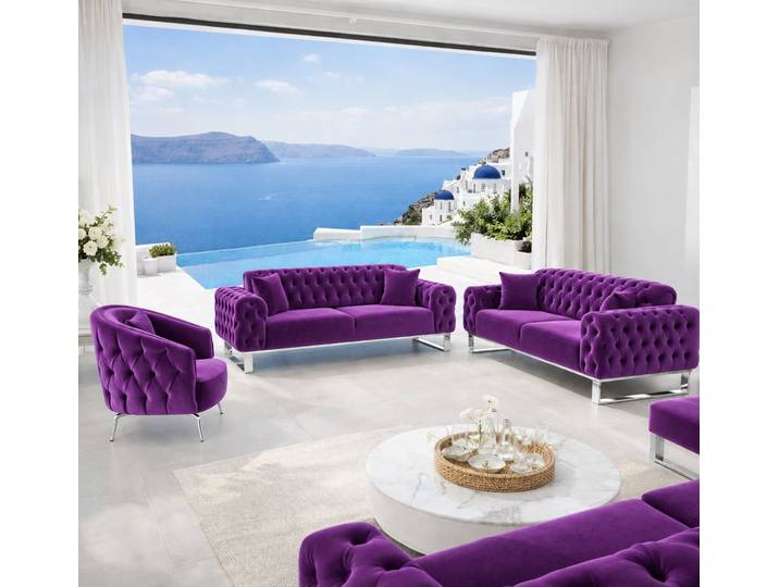 Palms-Store Sofa Luxus Sofa-Set Paris Knopfheftung in 13 edlen Farbvarianten, Spar-Set, in 12 Stofffarben erhältlich