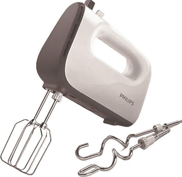 Amasadora de mano - Philips HR3741/00, 5 velocidades + Turbo, 450 W, Blanco