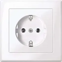 Merten SCHUKO-Steckdose alpinweiß/gl volle Abdeckplatte MEG2401-1425