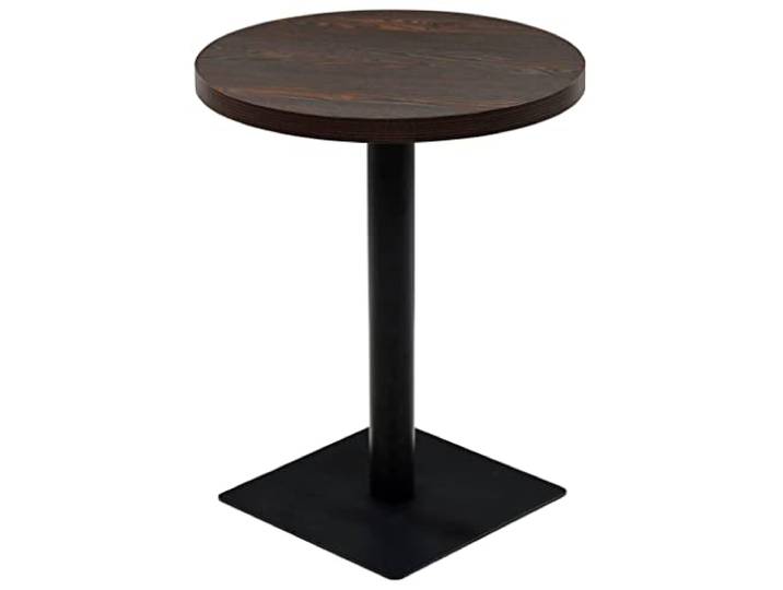 KGHERMDF Bistrotisch MDF und Stahl Rund 60x75 cm Dunkle Esche Elegant für Cafe, Bar, Restaurant, Innenbereich, Feuchtes Tuch Reinigung, Einfache Montage