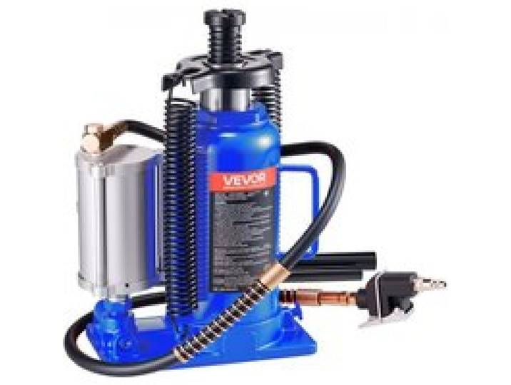 VEVOR Cric Bouteille Hydraulique Pneumatique Capacité 20 T, Cric de Levage pour Voiture Plage de Levage 260-495 mm, avec Pompe, pour Réparation Automobile, Camion Camping-car, SUV, Atelier, Bleu