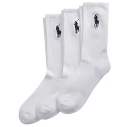 Polo Ralph Lauren für Herren. 449865823002 Set mit 3 Paar weißen Socken (knöchelhoch) (OSFA), Heimtextilien, Baumwolle