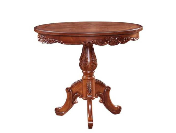 SilkRZlsss Runder Couchtisch Aus Massivholz Geschwungenem Beistelltisch Mit Schnitzereien Und Säulenfuß Fürs Wohnzimmer(60*70cm)