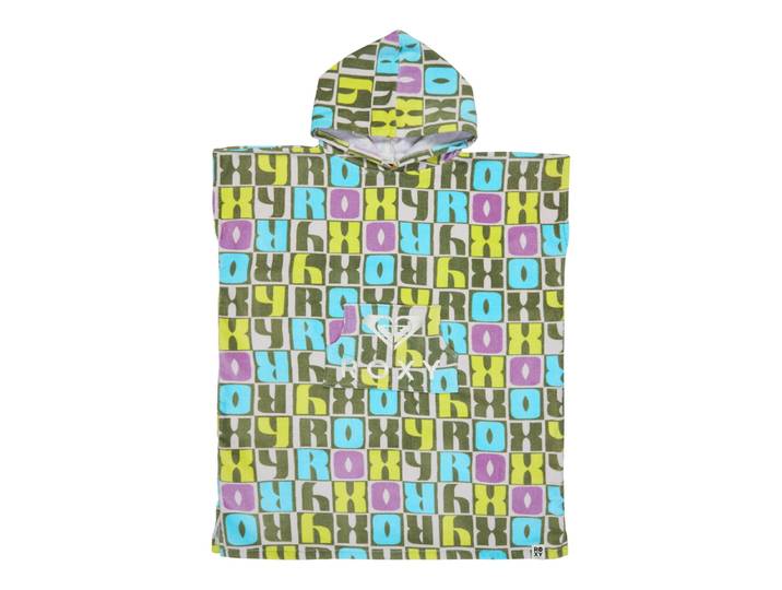 Badeponcho ROXY Rg Stay Magical Printed , bunt (oil grün letter up), Obermaterial: 100% Baumwolle., Hausmäntel, Badeponcho
