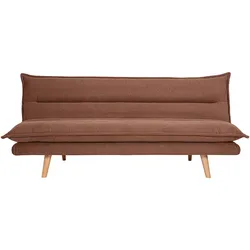 Schlafsofa für 3 Personen aus Stoff in verbrannter Erde Effekt und hellem Holz BINGO