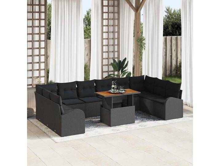 vidaXL Garten-Sofa-Set 11 stk. Schwarz
