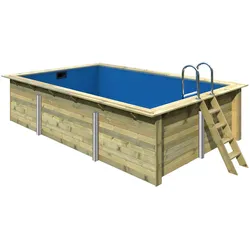 Karibu Rechteck Pool Gr. 3 - 350 x 530 cm - kesseldruckimprägniert Sparset mit Filteranlage Grundkörper ohne Terrasse