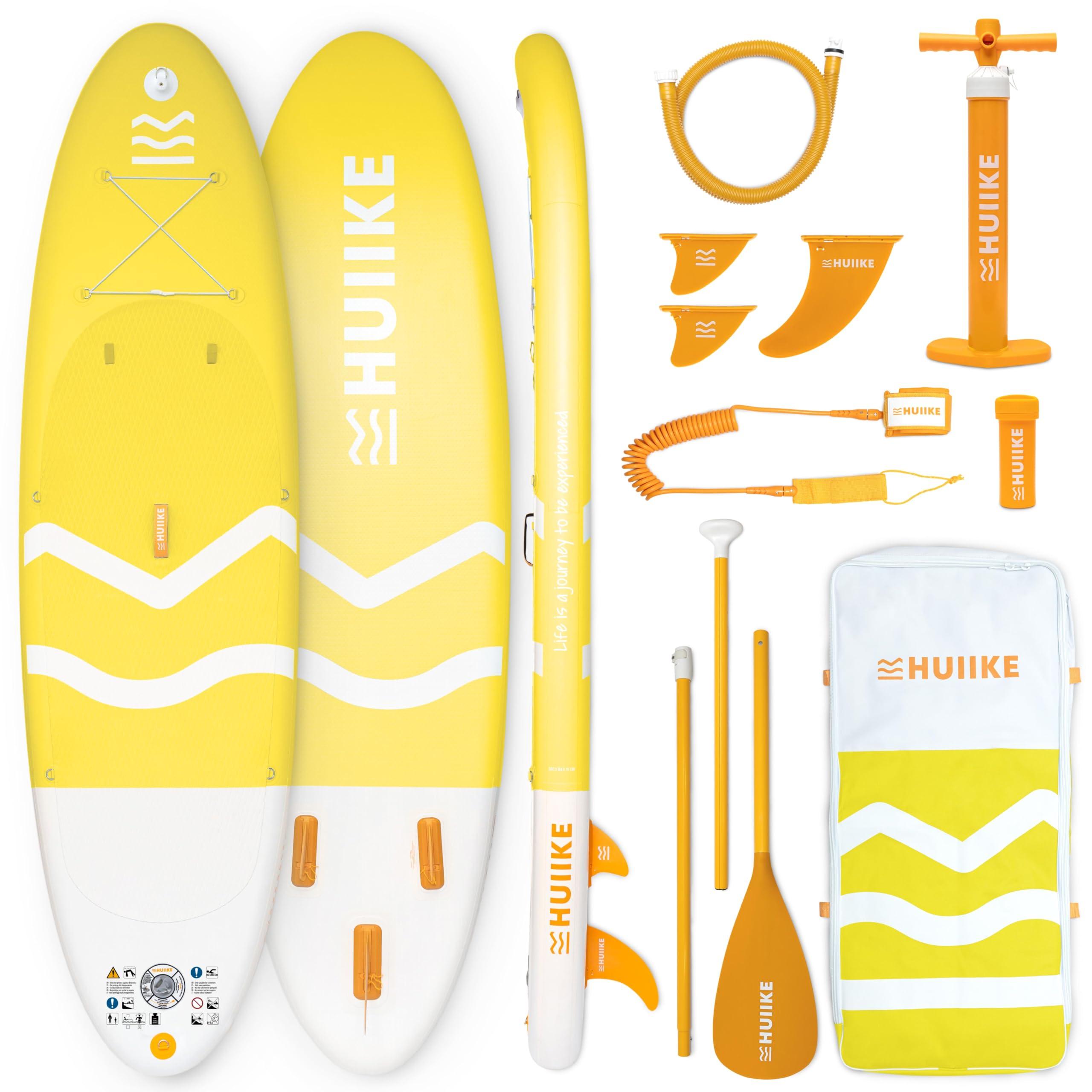 Aufblasbares SUP-Board, 10 Fuß lang, gelb - 15 cm Dicke - maximale Belastung: 130 kg - Material: PVC