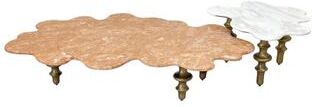 Forward Home Collection 2-Piece Marble & Onyx Coffee Table Set with Antique Brass Metal Base