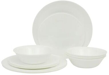 Gibson Home Vanilla Hills 12-Piece Opal Glass Round Dinnerware Set, Service for 4 Chip Resistant - White