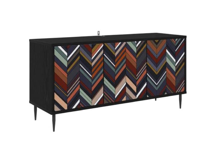 VIHHQGC TV-Schrank OMMEN 102x33x51 cm Schwarz Eichen-Optik Holzwerkstoff Rechteckige Form, geräumige Fächer, erhöhte Füße, schicke Eichenoberfläche, pflegeleichte Reinigung