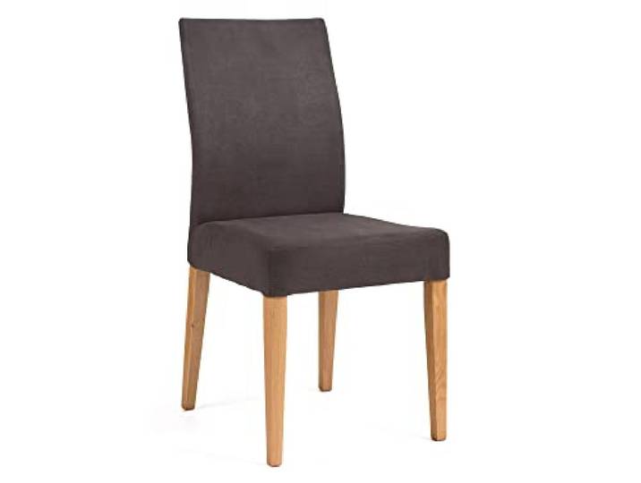 moebel-eins SIRION Polsterstuhl aus Eiche, Material Massivholz/Bezug Mikrofaser, Dunkelbraun
