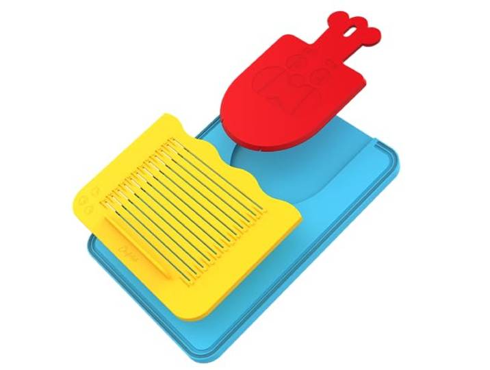 Chefclub Kids - Kit Planche à Découper 3 en 1 pour Enfants - Dès 4 Ans Antidérapante\, Ergonomique et Sécurisée - Apprentissage Facile de la Cuisine - Accessoire Innovant et Ludique - Cadeau 4 ans