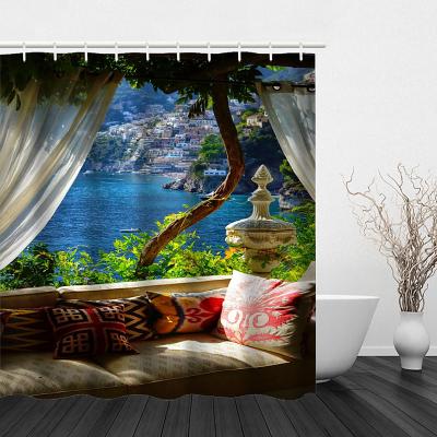 LightInthebox Beautiful Landscape Nature Landscape Print Waterproof Shower Curtain Modern Polyester Machined Waterproof Bathroom With Hooks