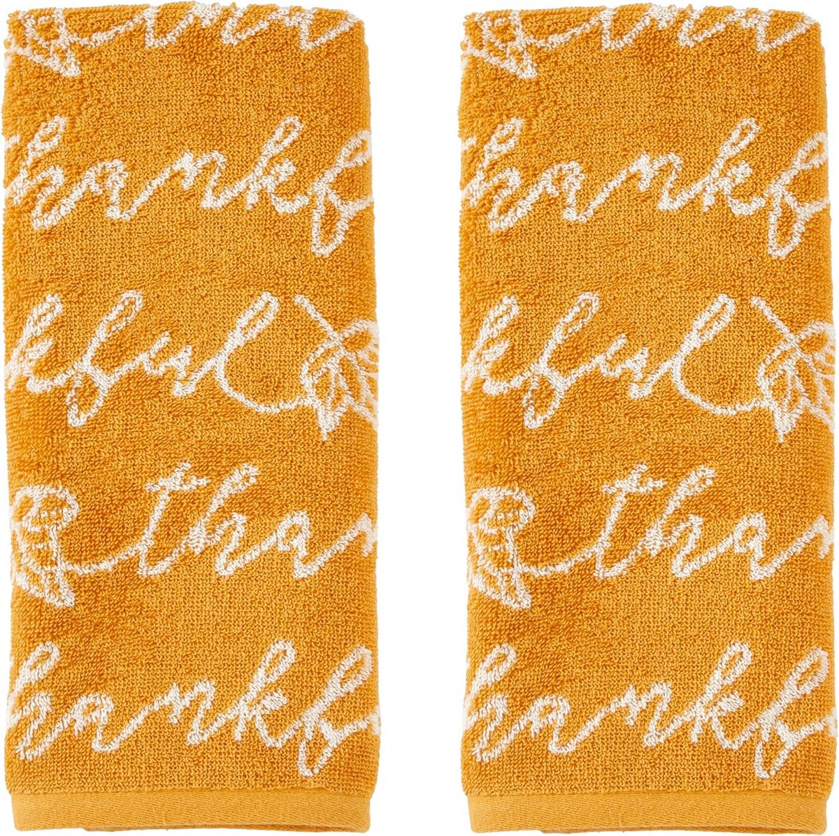 Set van 2 gele handdoeken met herfstthema Dankbaar voor in de keuken of badkamer