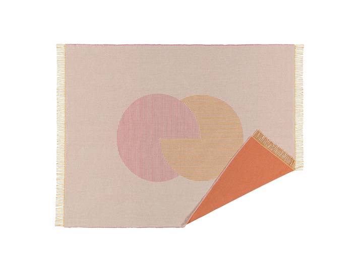 NJRD Plaid en coton Circles 130x185 cm Blanc nature