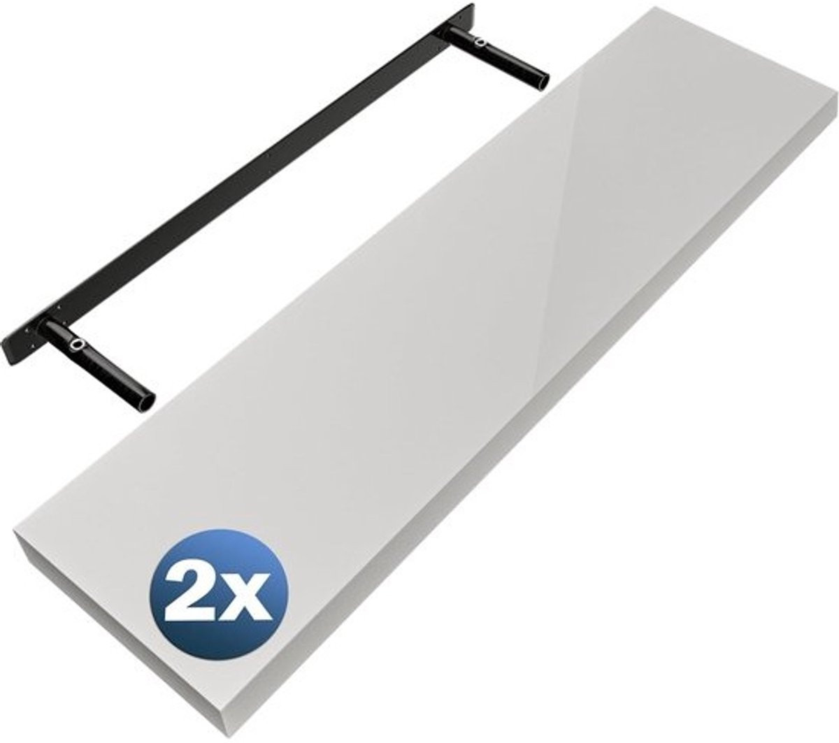 Zwevende Wandplank 90 cm Wit Hoogglans - Ideaal voor Keuken, Kantoor, Badkamer en Woonkamer