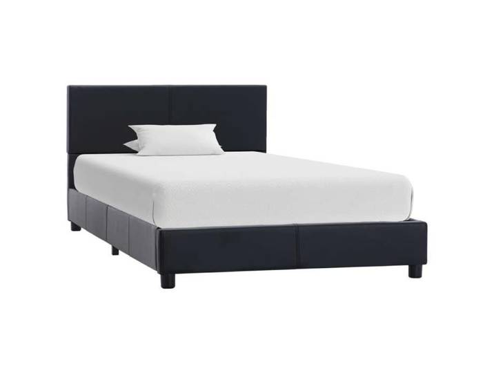 CHIC Lit adulte 1 place - 90x200 cm Structure/Cadre de lit noir similicuir 90x200 cm #Sara60426