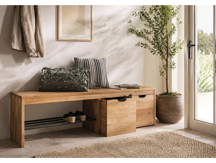 Bank HOME AFFAIRE Dura - Sitzbank aus Massivholz – langlebig & vielseitig , braun (eiche), B:160cm H:45cm, FSC-zertifiziertes Massivholz, Sitzbänke, Bank, Langlebige Qualität, robust & rustikal, mehrere Grössen und Varianten