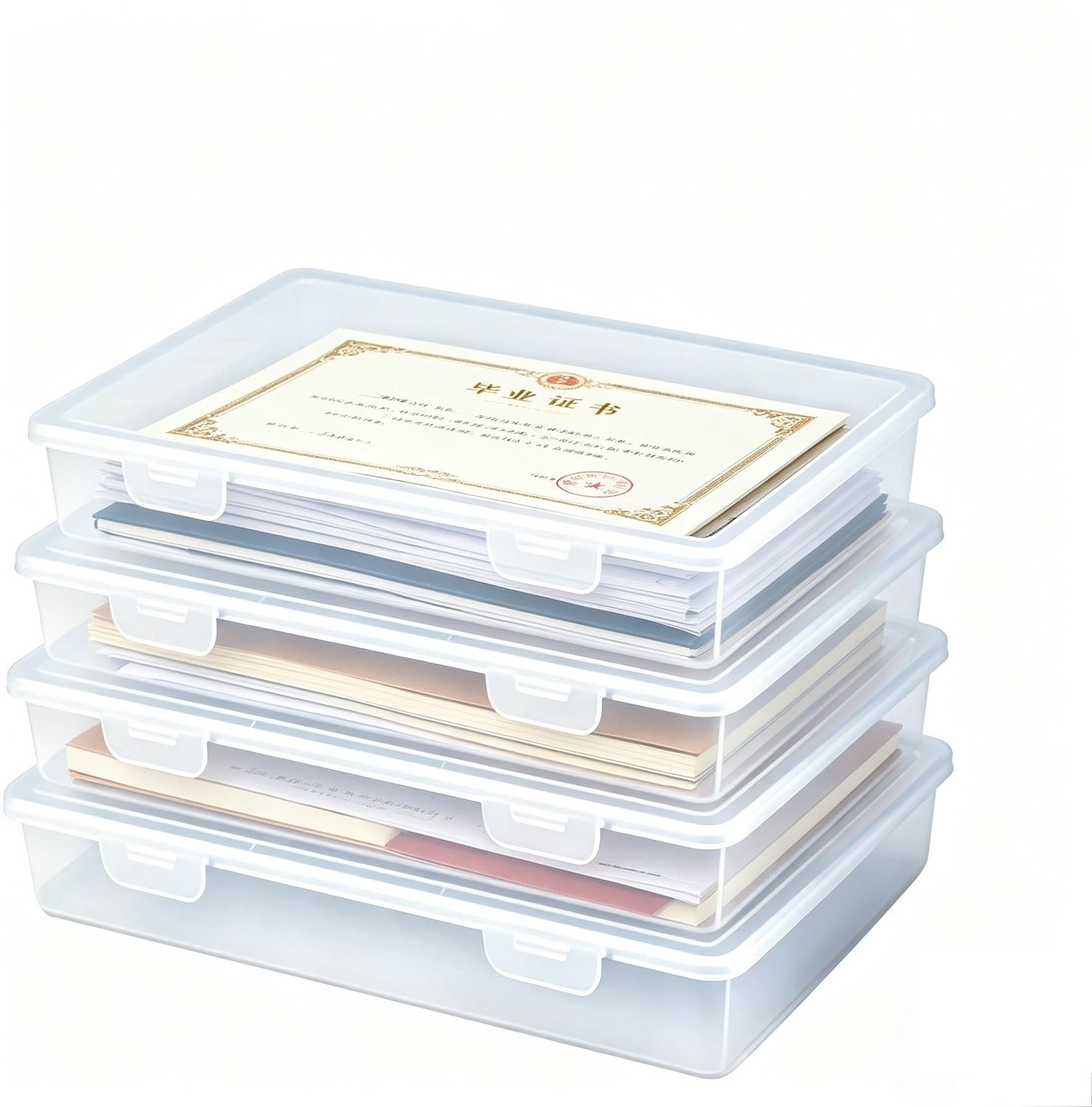 SnelShoppen Transparante Plastic Opbergbak met Scharnierend Deksel, 27 x 19,5 cm