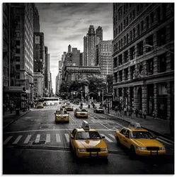 Glasbild ARTLAND "New York City Verkehr 5th Avenue", schwarz (farbe bild(er): schwarz), B:50cm H:50cm, Bilder, in verschiedenen Größen