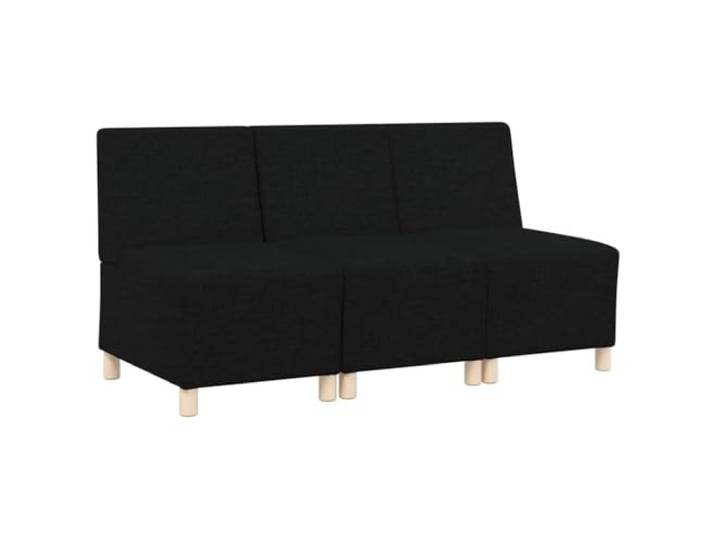 KUTYWEXFM Modulares Armfreies Sofa 3er Set Stoff Schwarz Flexibles 3er Sessel-Set ohne Armlehnen für Wohnzimmer und Büro, weicher Stoffbezug mit stabilem Sperrholzrahmen.