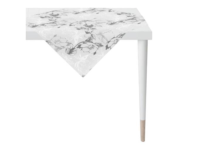 Mitteldecke APELT 7403 , grau, B:100cm L:100cm, Obermaterial: 75% Baumwolle, 25% Polyester, Tischdecken, Mitteldecke, linear gezeichnetes Blumenmotiv