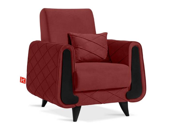 KONSIMO® Sessel Einzelsessel GUSTAVO III mit Armlehnen, hergestellt in der EU, mit Zierkissen, eleganten Nähten, Dekorative Elemente in Holzoptik