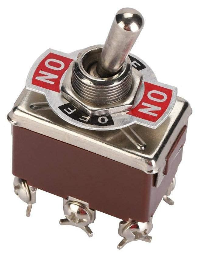 5 stuks DPDT 6-pins Mini Tuimelschakelaar Aan-Uit-Aan 250V 15A Lustrens
