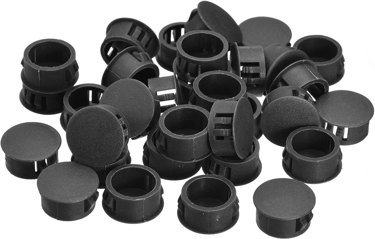 Zwarte Ronde Kunststof Gatdoppen voor Meubels en Kasten - 18mm - 36 Stuks