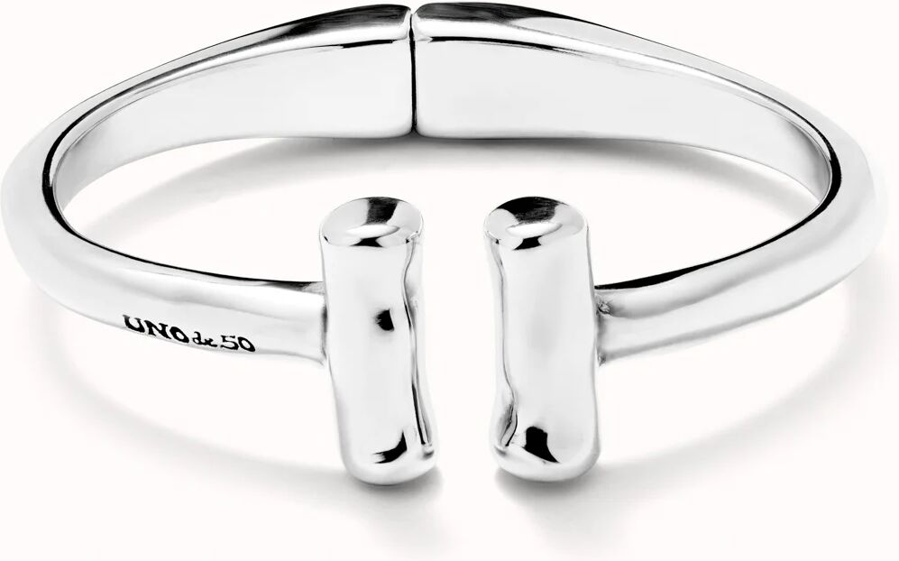UNOde50 Pulsera rigida bañada en plata de ley y dos tubos en sus extremos Plateado L