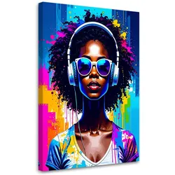 LEINWANDBILD Abstrakt Frau DJ Musik 40x60cm