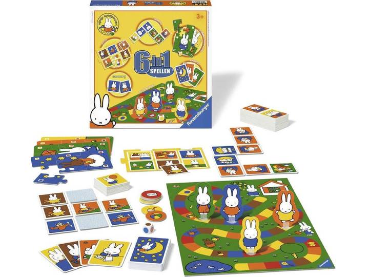 Ravensburger Nijntje 6 in 1 - spellendoos - 6 spellen (memory domino lotto kwartet dobbelsteen puzzel wedstrijdspel)