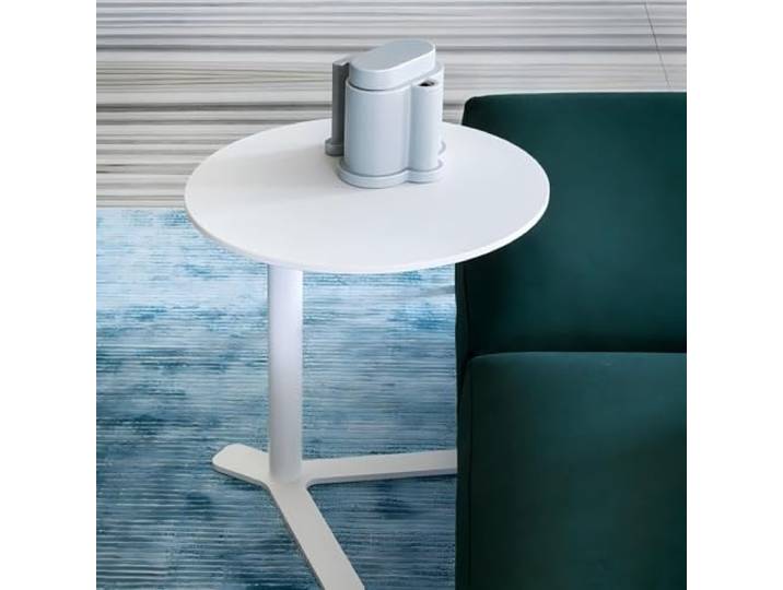 Moderner runder Nachttisch mit Gestell aus Kohlenstoffstahl(40x50cm,White)