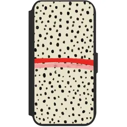 Nivocase Klapphülle für Apple iPhone 7 Handyhülle aus Kunst Leder NIVOflip schwarz Kunst Punkte Streifen (Apple iPhone 7), Smartphone Hülle, Schwarz